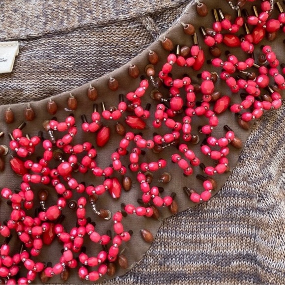 Anthropologie Moth Jewelers Choice Heather Brown Spice Cardigan Women’s Sz Small - Picture 8 of 12